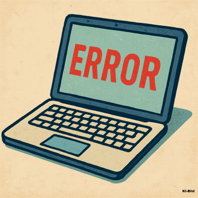 aufgeklappter Laptop mit dem Schriftzug "Error"