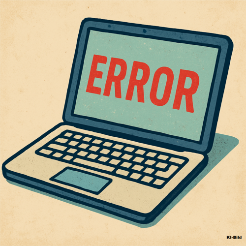 aufgeklappter Laptop mit dem Schriftzug "Error"