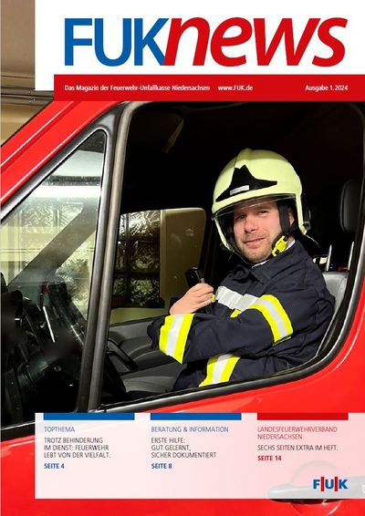 Das Titelbild zeigt einen Feuerwehrmann der im Fahrzeug sitzt